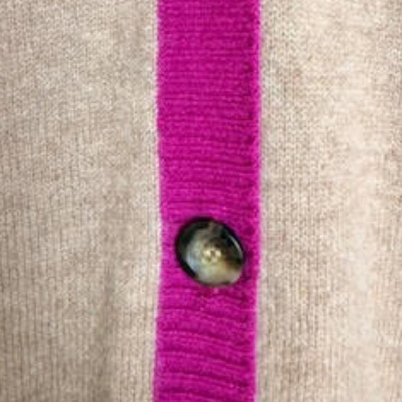 100% Cashmere Charter Club Colorblock Cardigan Sweater Pink Tan Black Women’s XL - Picture 7 of 13